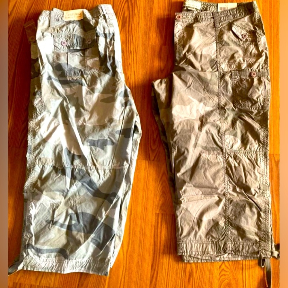 2 pairs of new with tags woman’s size 22W camouflage gray& Brown capri